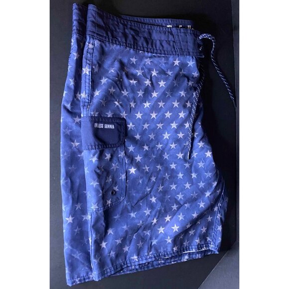 Endless Summer Mens 36 Blue Stars AOP Board Shorts Beach Swim Trunks - Picture 4 of 8